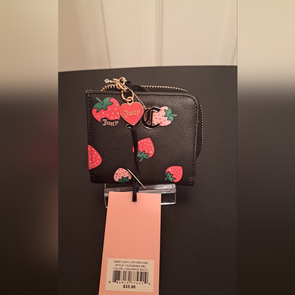 Juicy Couture Black Wallet with Strawberry Print